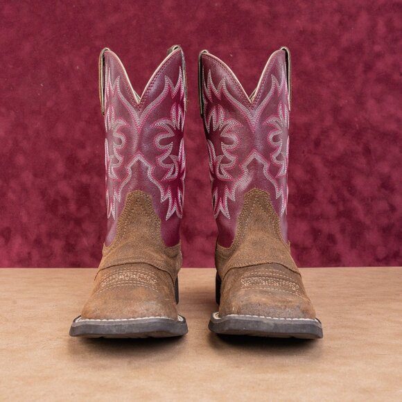 Ariat Women Delilah Brown Pink Leather Cowboy Western Boots sz 7 - Picture 2 of 9